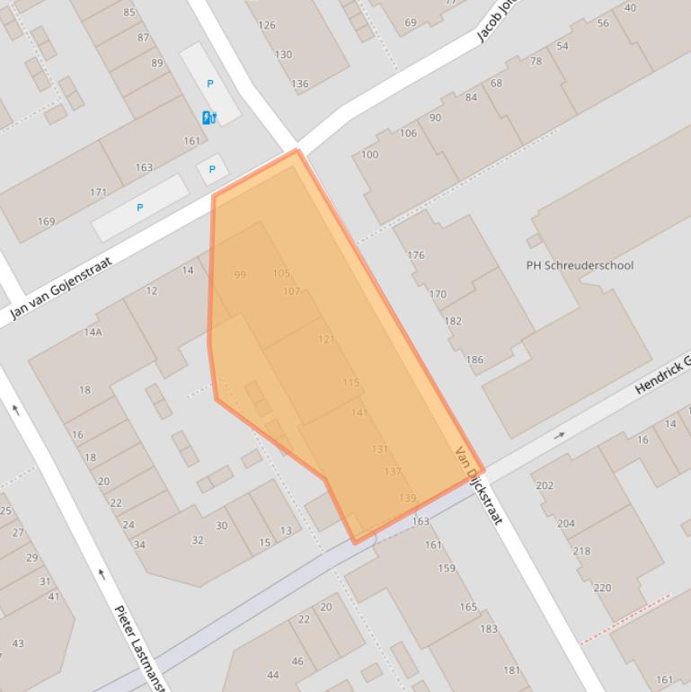 Kaart van postcodegebied 2526RX.