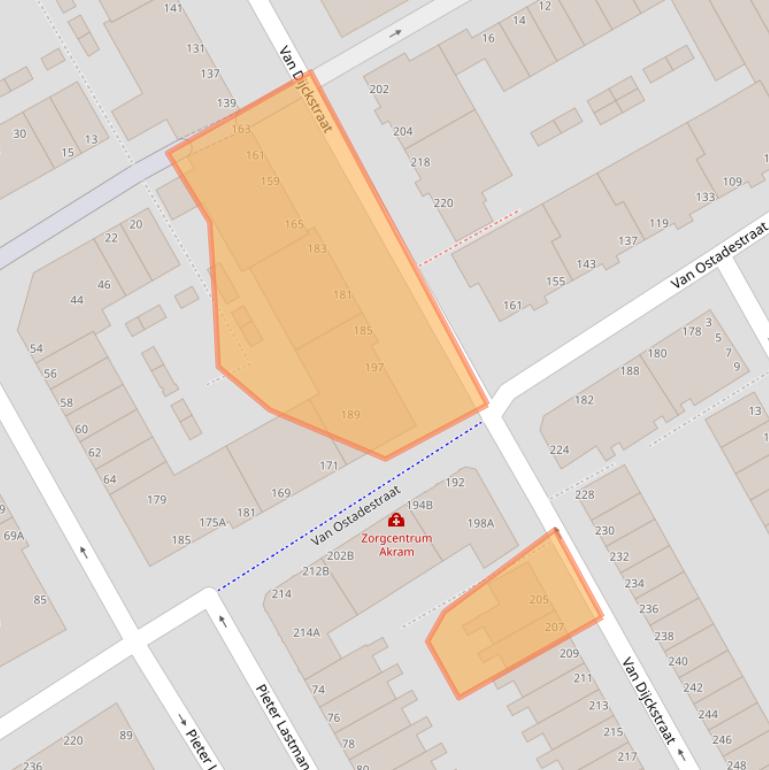 Kaart van postcodegebied 2526RZ.