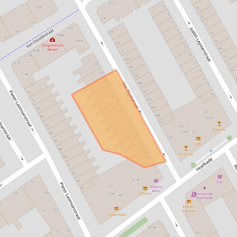 Kaart van postcodegebied 2526SB.