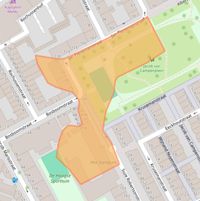 Kaart van postcodegebied 2526WS.