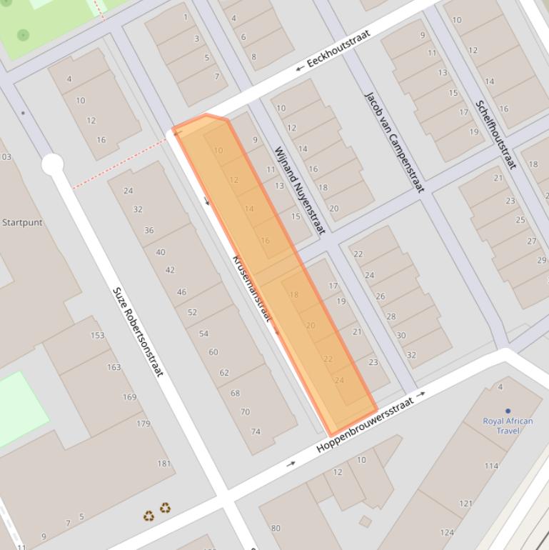 Kaart van postcodegebied 2526XM.