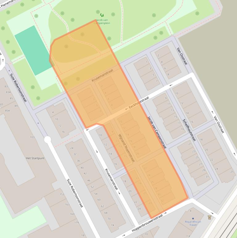 Kaart van postcodegebied 2526XR.