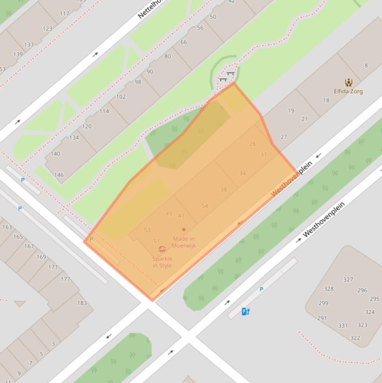 Kaart van postcodegebied 2532BB.