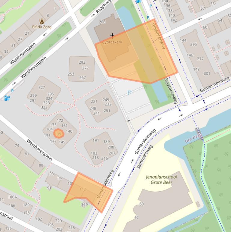 Kaart van postcodegebied 2532BE.