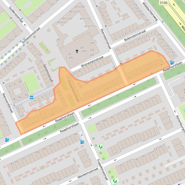 Kaart van postcodegebied 2532BG.