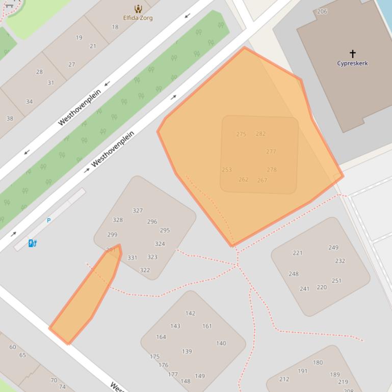 Kaart van postcodegebied 2532DD.