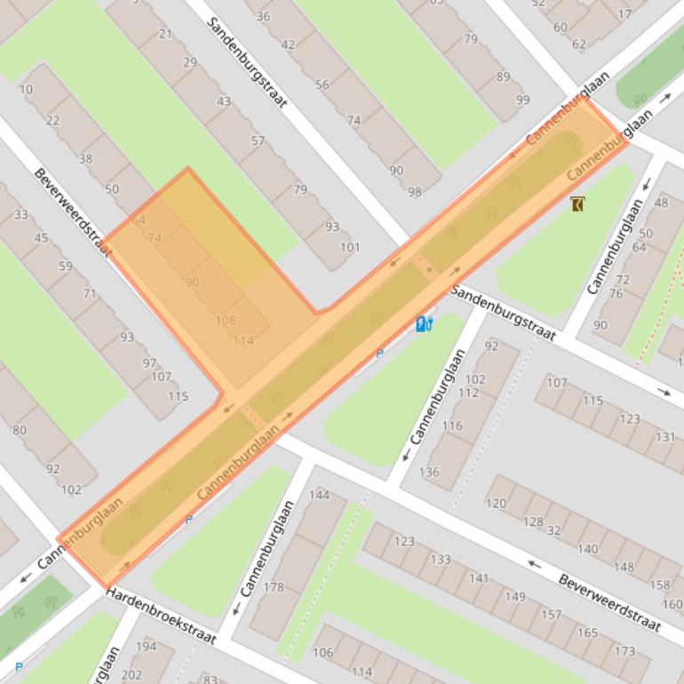 Kaart van postcodegebied 2532XM.