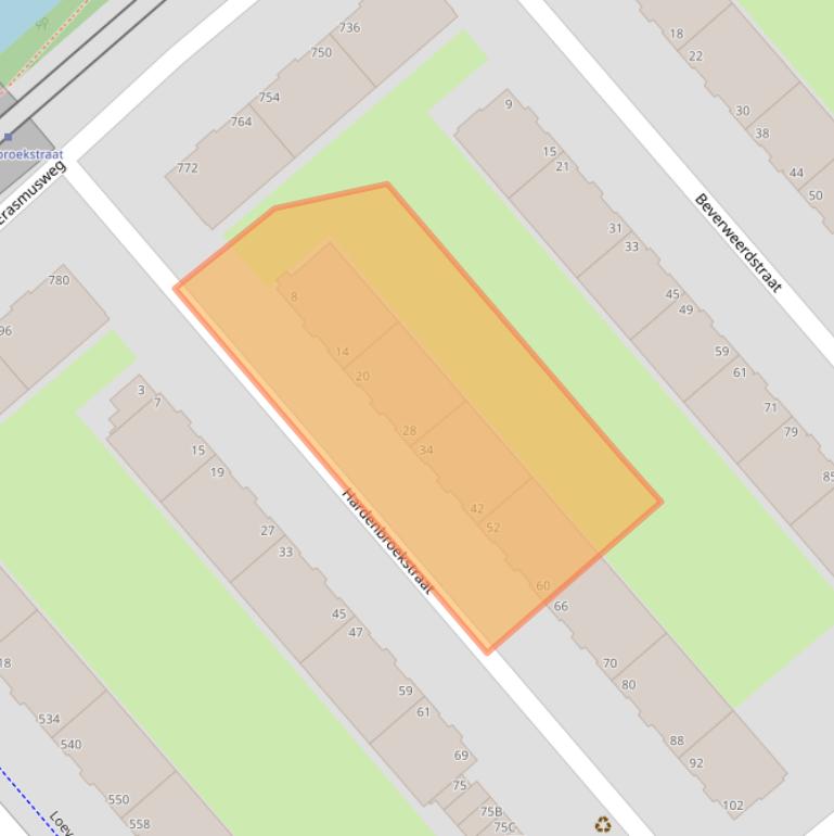 Kaart van postcodegebied 2532XV.