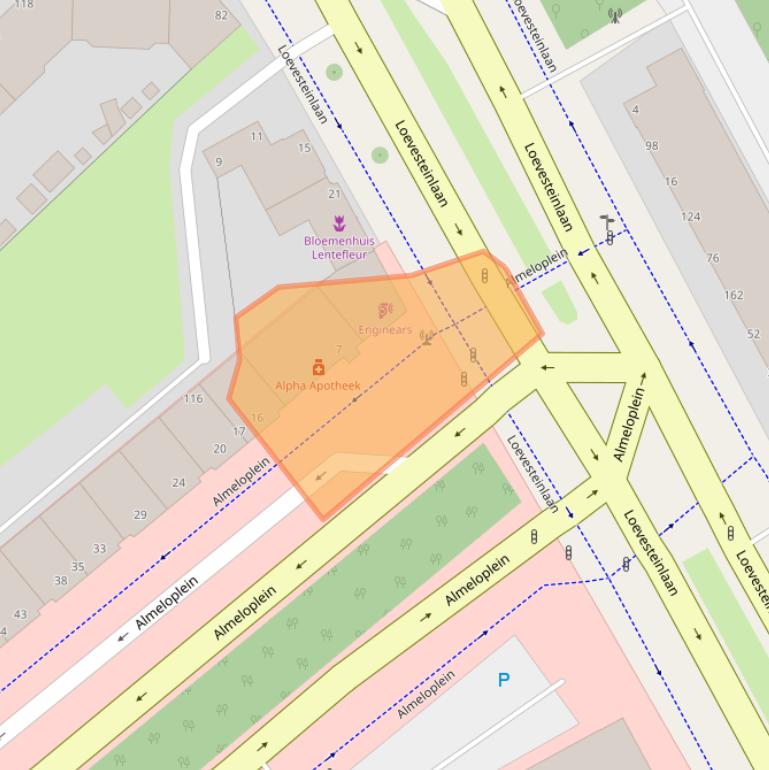 Kaart van postcodegebied 2533AA.