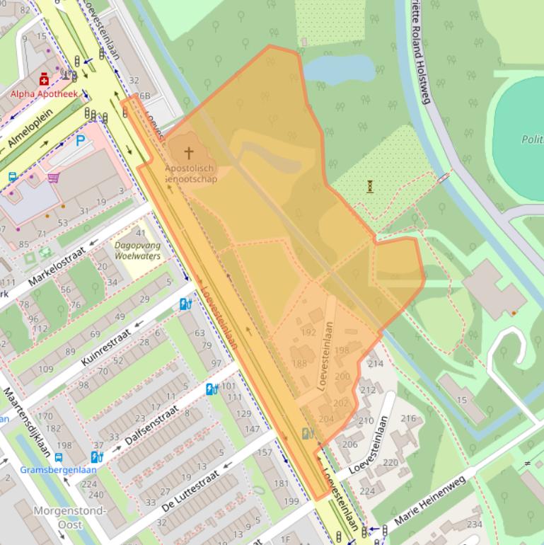 Kaart van postcodegebied 2533AX.