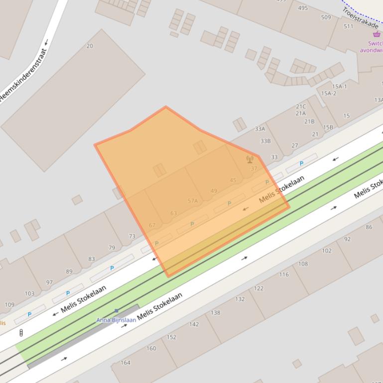 Kaart van postcodegebied 2533CN.