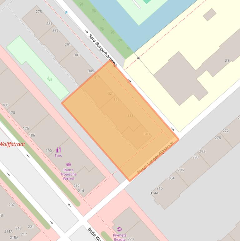 Kaart van postcodegebied 2533JJ.