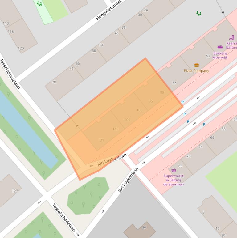 Kaart van postcodegebied 2533JM.