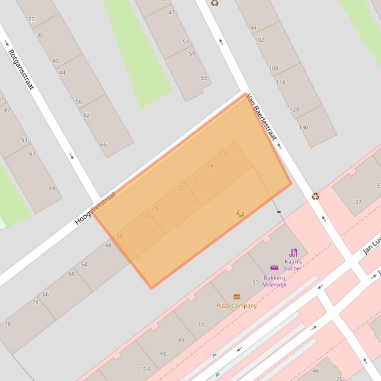 Kaart van postcodegebied 2533LA.