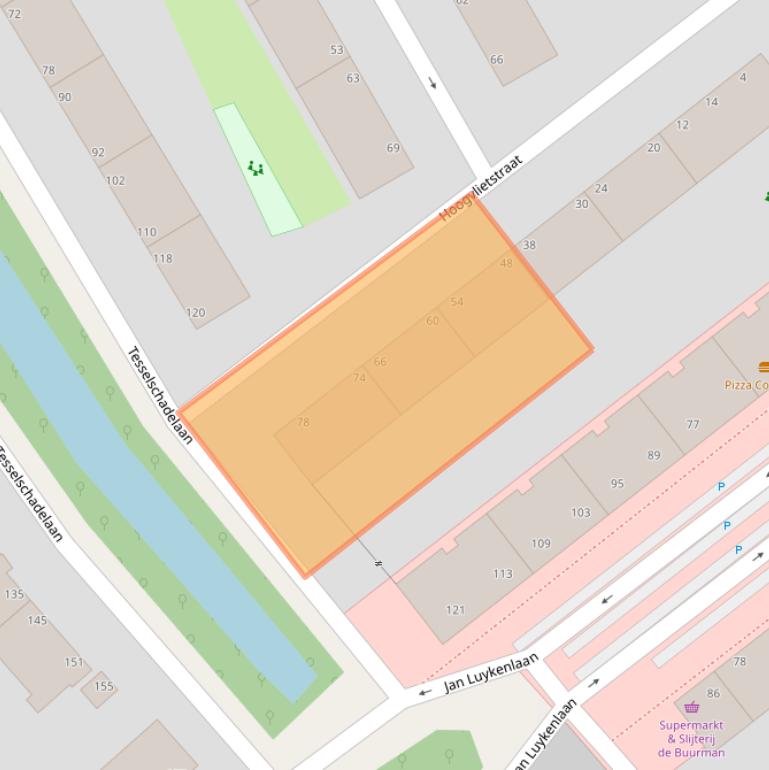 Kaart van postcodegebied 2533LB.