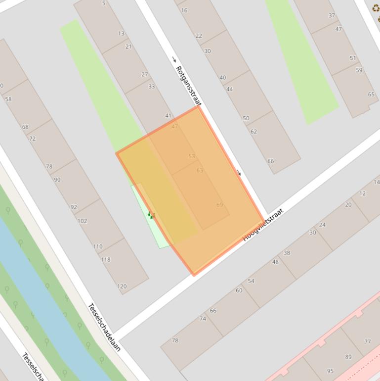 Kaart van postcodegebied 2533LD.