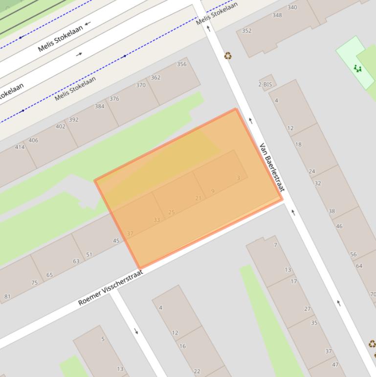 Kaart van postcodegebied 2533VC.