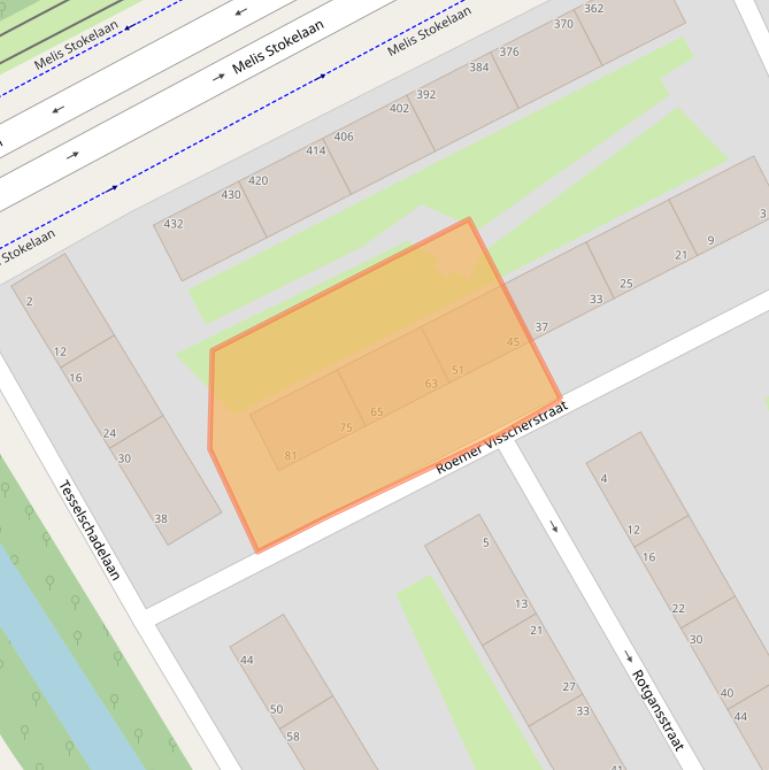 Kaart van postcodegebied 2533VD.