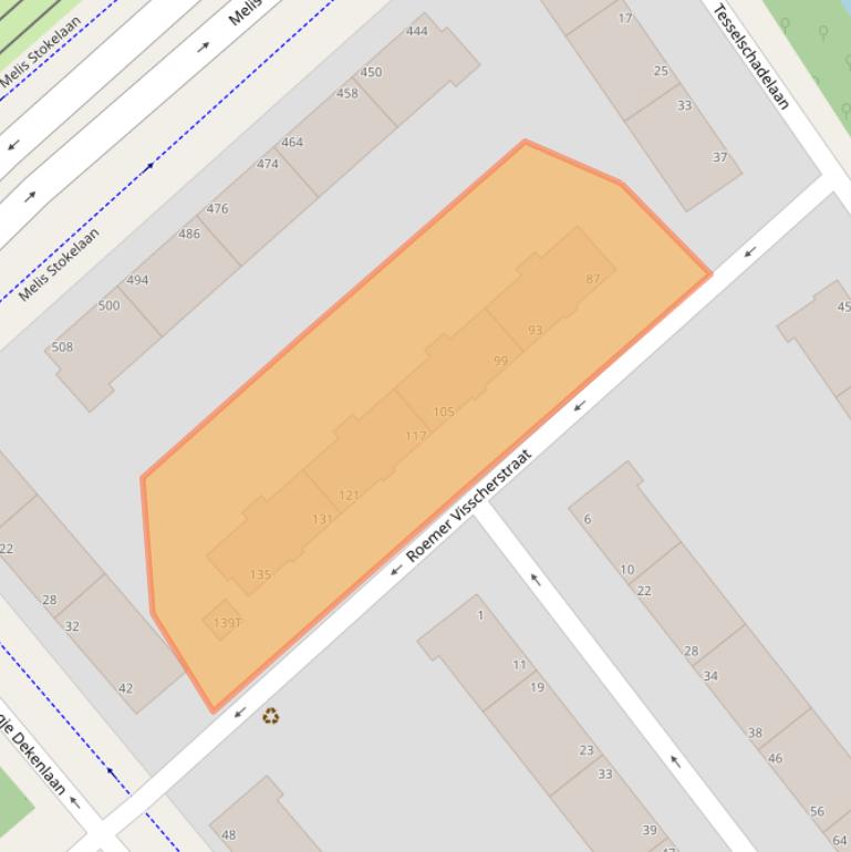 Kaart van postcodegebied 2533VE.