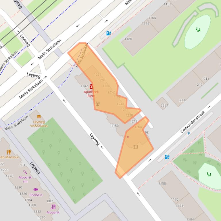 Kaart van postcodegebied 2541EJ.