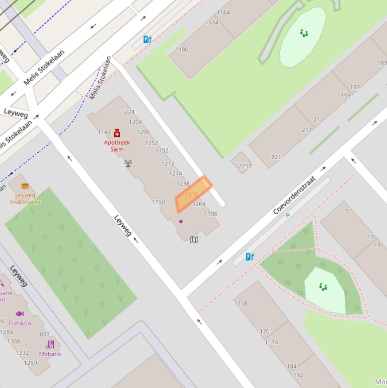 Kaart van postcodegebied 2541EK.