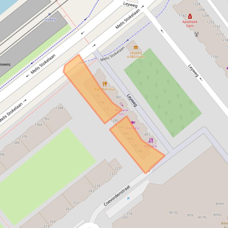 Kaart van postcodegebied 2541EL.