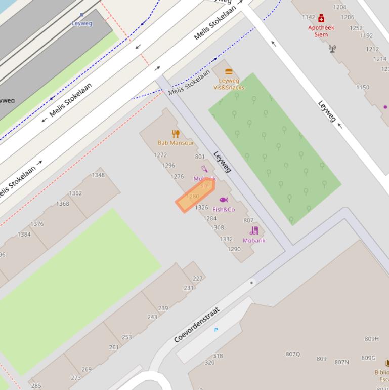 Kaart van postcodegebied 2541EM.