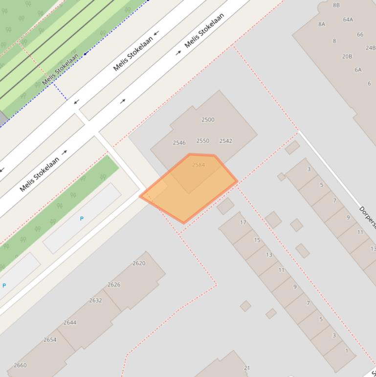 Kaart van postcodegebied 2541GV.