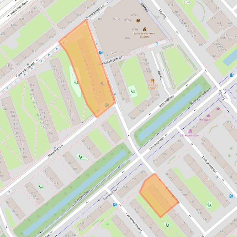 Kaart van postcodegebied 2541PT.