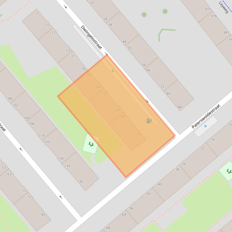 Kaart van postcodegebied 2541RC.