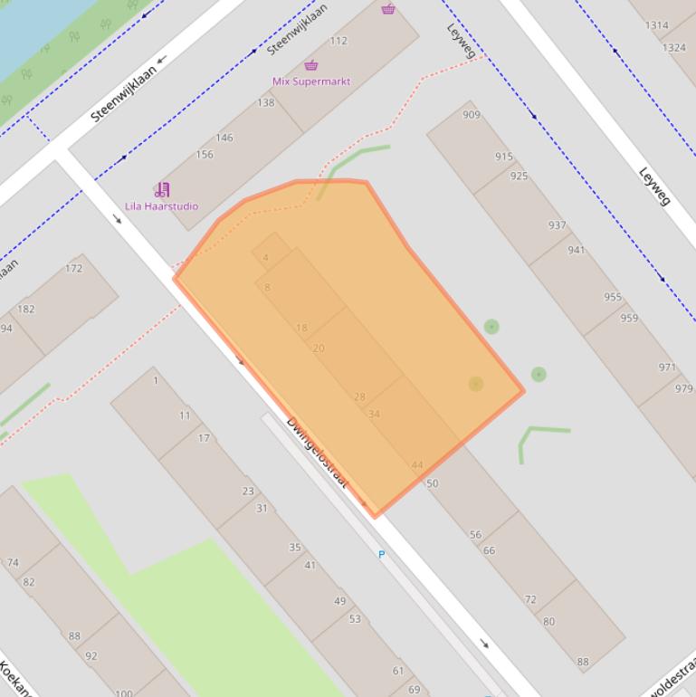 Kaart van postcodegebied 2541RD.