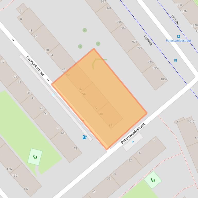 Kaart van postcodegebied 2541RE.