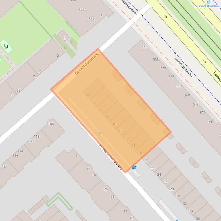 Kaart van postcodegebied 2541RZ.