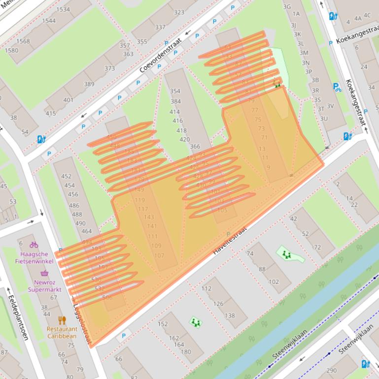 Kaart van postcodegebied 2541SB.