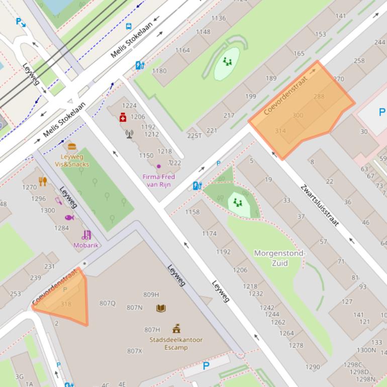 Kaart van postcodegebied 2541ST.