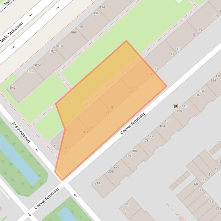 Kaart van postcodegebied 2541TJ.