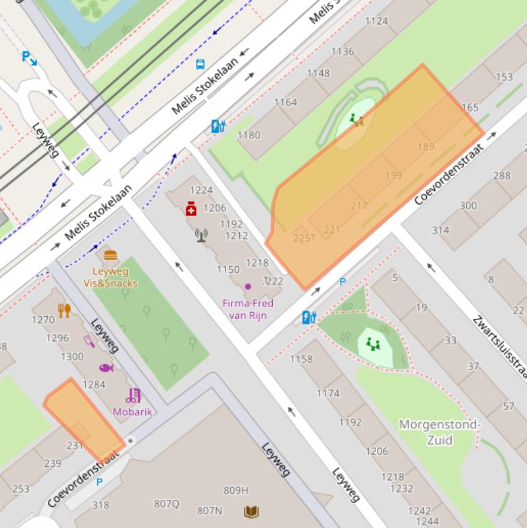 Kaart van postcodegebied 2541TL.