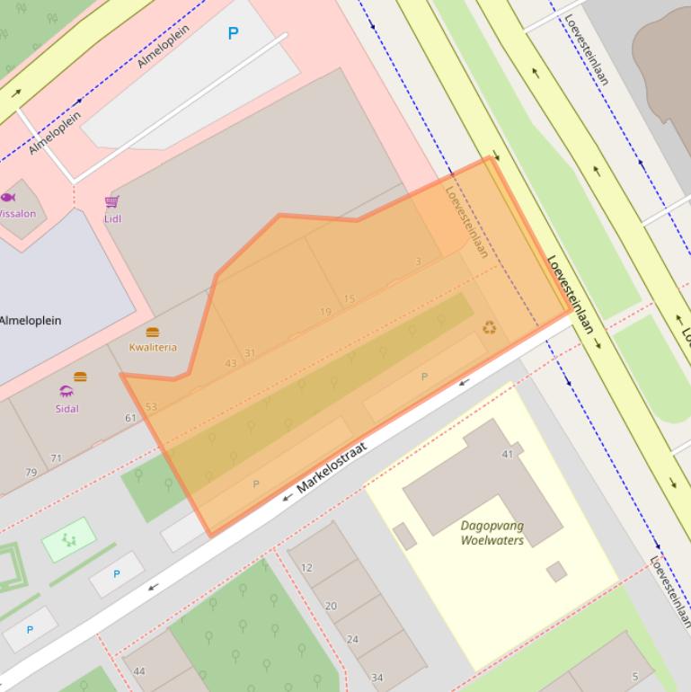 Kaart van postcodegebied 2541XB.