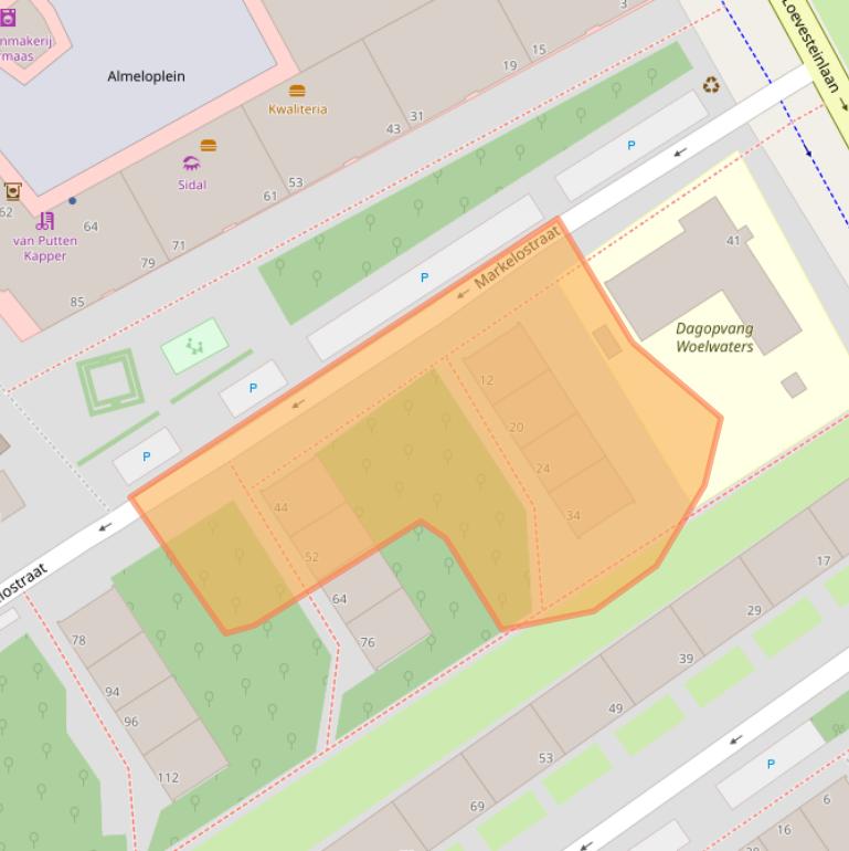 Kaart van postcodegebied 2541XD.