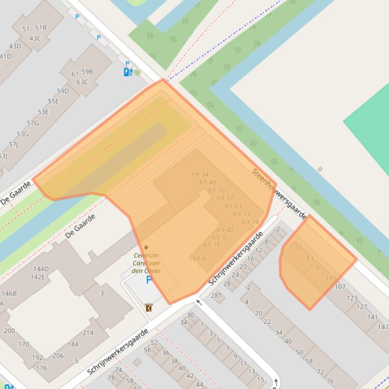 Kaart van postcodegebied 2542AC.