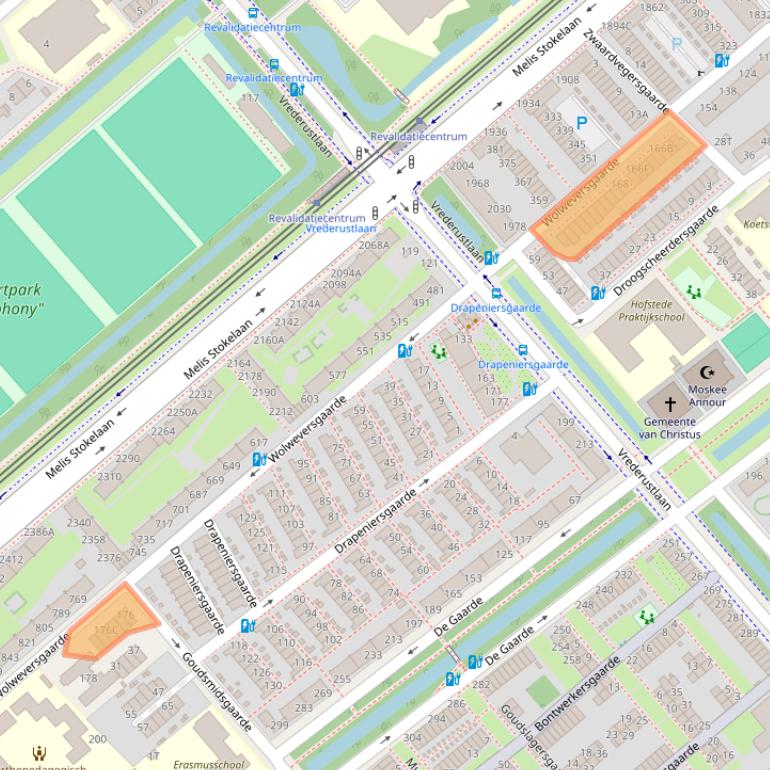 Kaart van postcodegebied 2542AS.