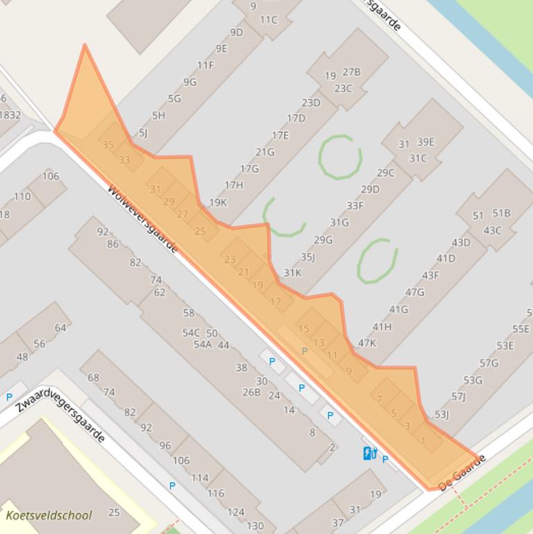 Kaart van postcodegebied 2542AX.