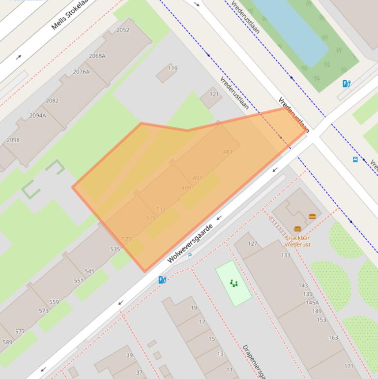 Kaart van postcodegebied 2542BA.