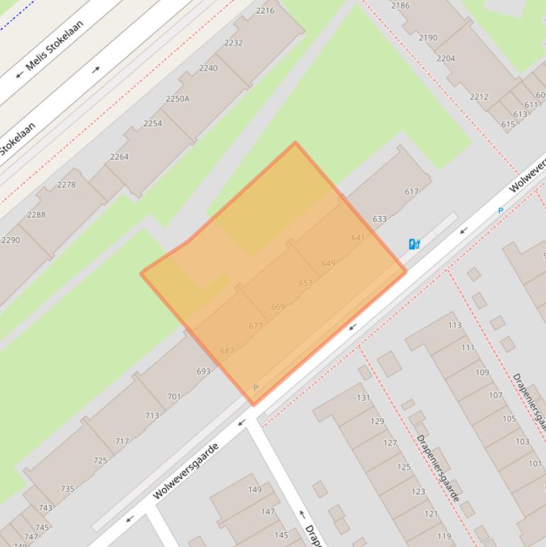 Kaart van postcodegebied 2542BD.