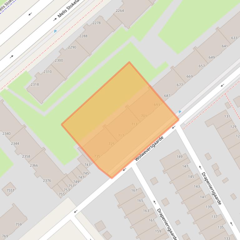 Kaart van postcodegebied 2542BE.