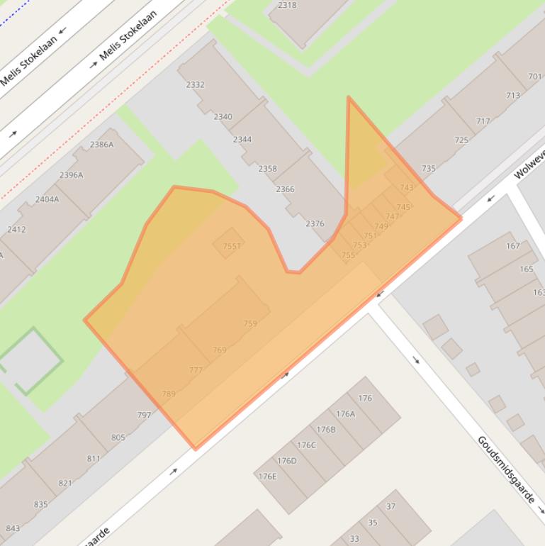 Kaart van postcodegebied 2542BG.