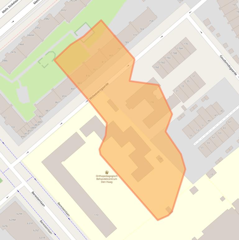 Kaart van postcodegebied 2542BH.