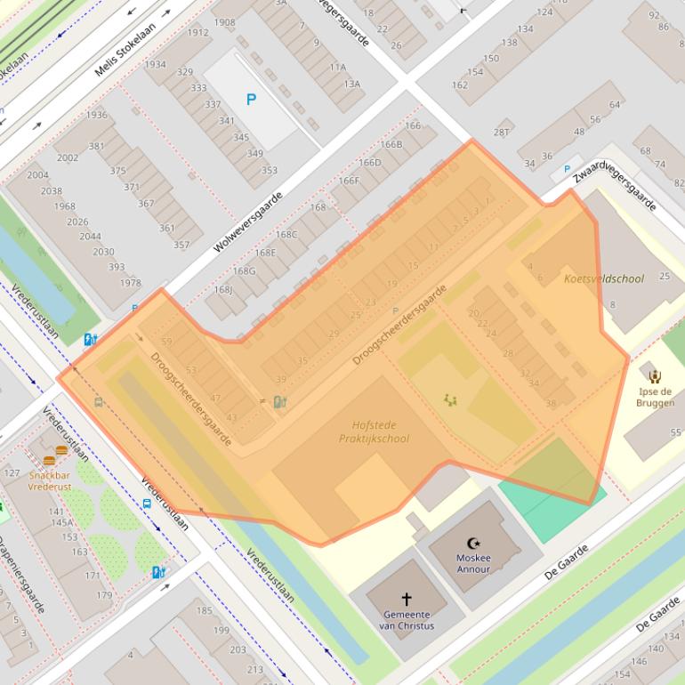 Kaart van postcodegebied 2542BK.