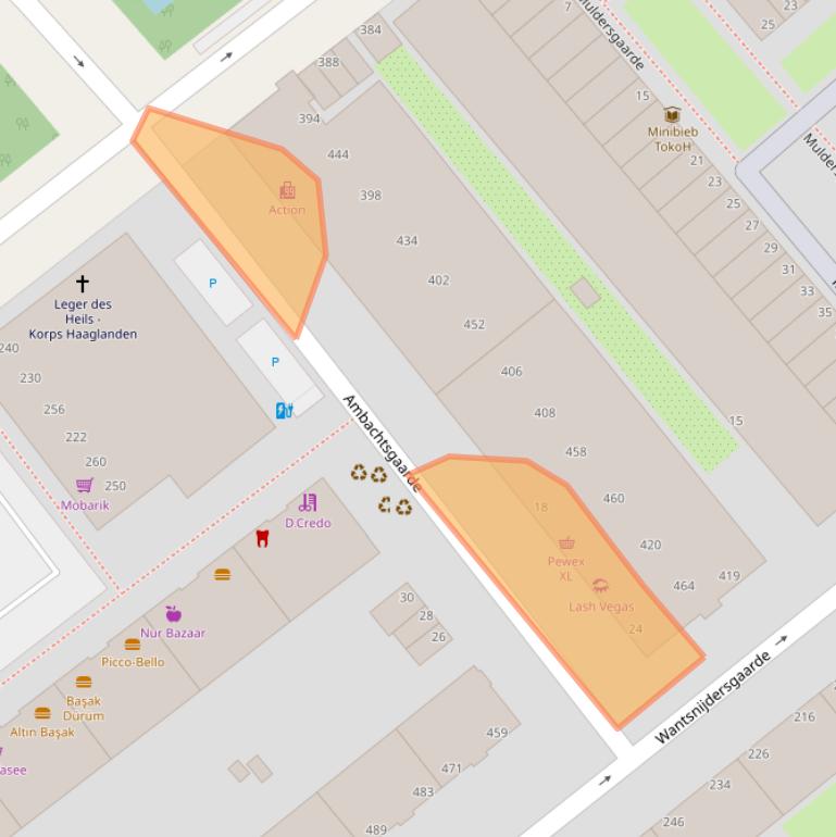 Kaart van postcodegebied 2542EE.