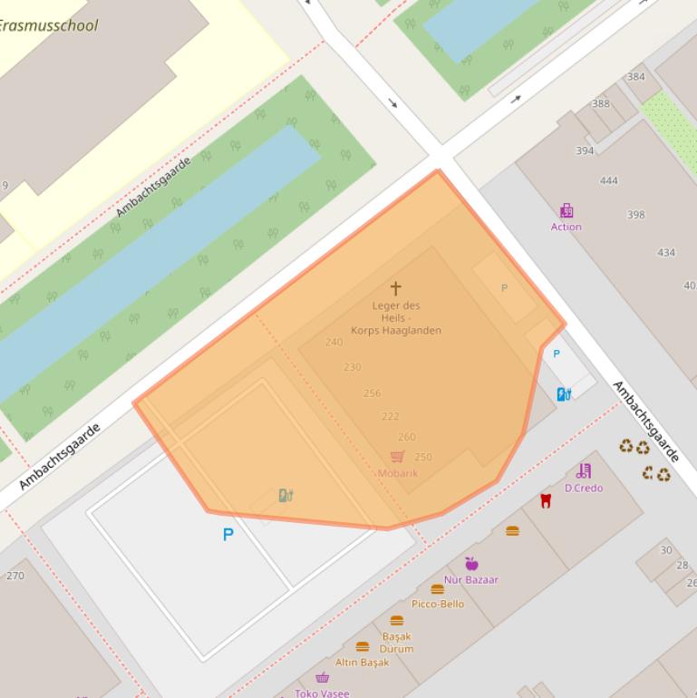 Kaart van postcodegebied 2542EX.